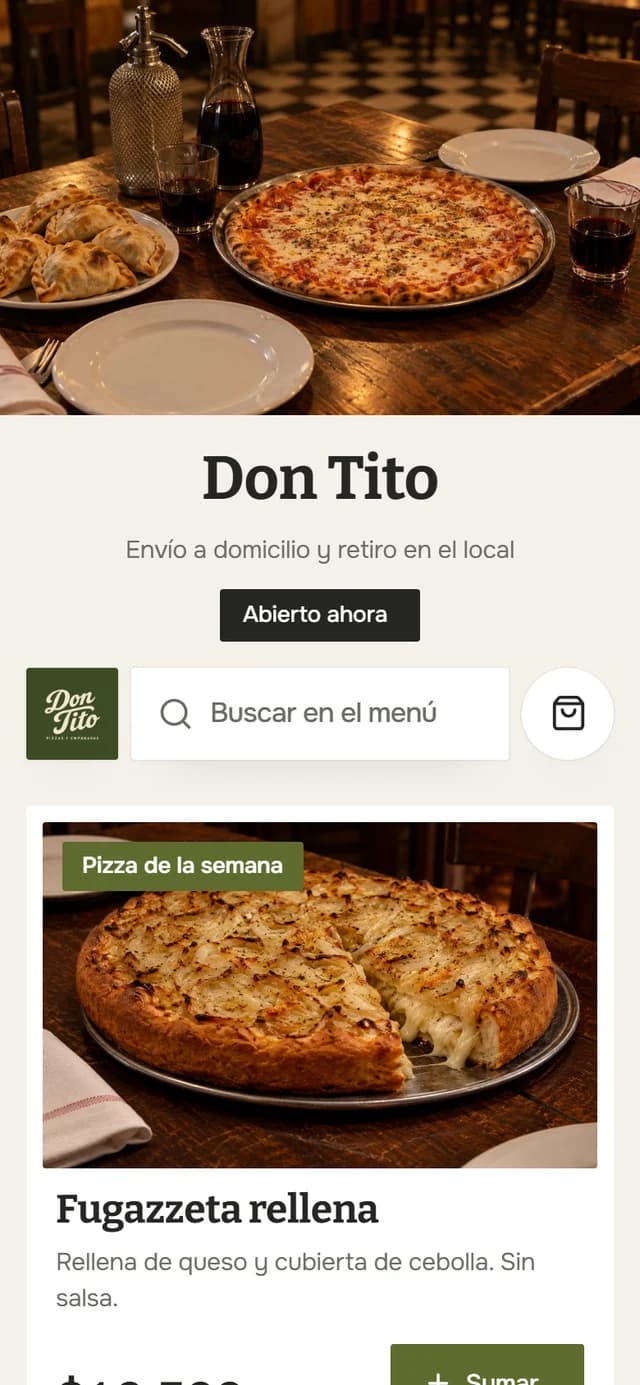 Una pizzería con el tema Cantina: el menú armado como una carta impresa